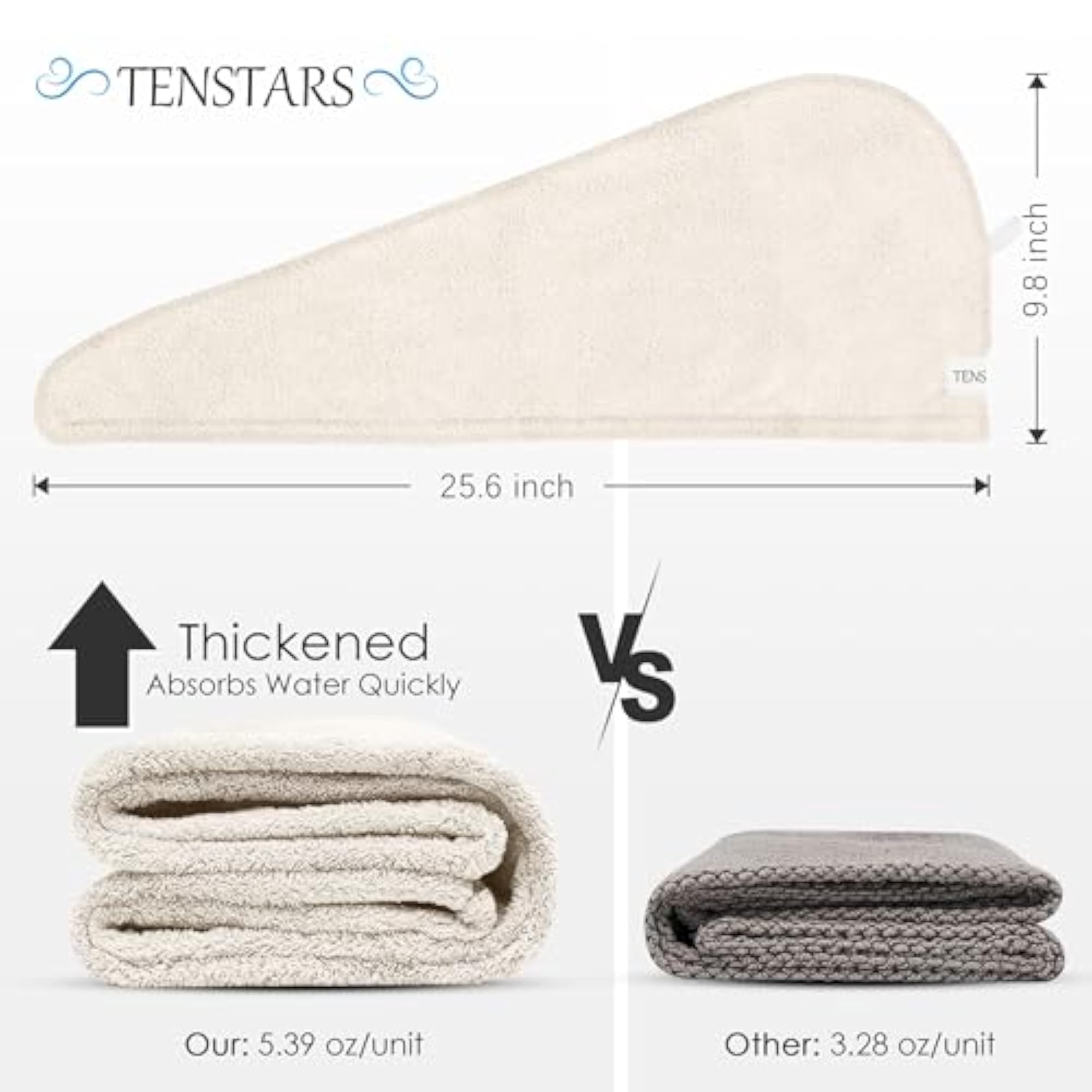 5 Pack Microfiber Hair Turbans for All Hair Types